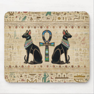 Ägyptische Katzen und Knöchelkreuz Mousepad