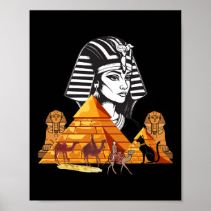 Ägyptische Königin Kleopatra Kopf Pyramid Ancient  Poster