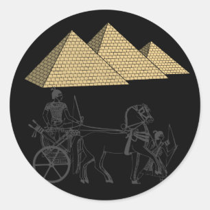 Ägyptische Krieger- und Gizeh-Pyramiden Runder Aufkleber
