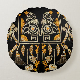Ägyptische Kunst traditionelle Goldgrenze schaffen Rundes Kissen