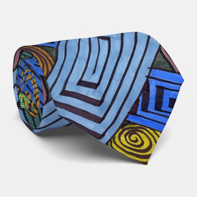"Ägyptische Links" Abstrakte Design-Krawatte Krawatte (Gerollt)