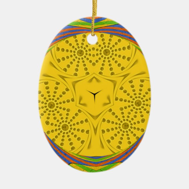 Ägyptische Motif Art Print Checkered Frame Design Keramikornament (Vorne)