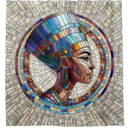 Ägyptische Nefertiti - Mosaikkunst Duschvorhang