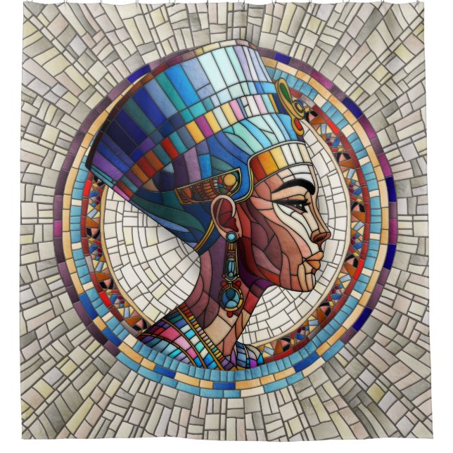 Ägyptische Nefertiti - Mosaikkunst Duschvorhang (Vorderseite)