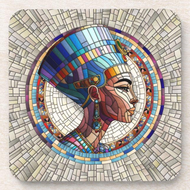 Ägyptische Nefertiti - Mosaikkunst Getränkeuntersetzer (Vorderseite)