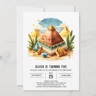 Ägyptische Online-Pastel Pyramiden zum Geburtstag Einladung