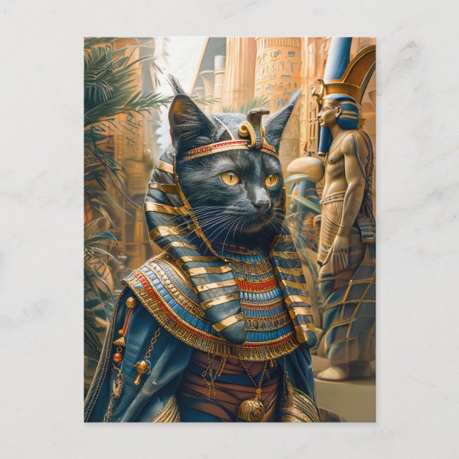 Ägyptische Pharao-Katze mit gestreifter Hitze Postkarte (Vorderseite)