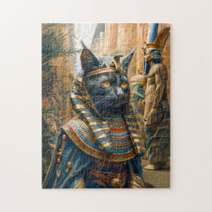 Ägyptische Pharaonenkatze mit gestreiftem Kopfschm Puzzle