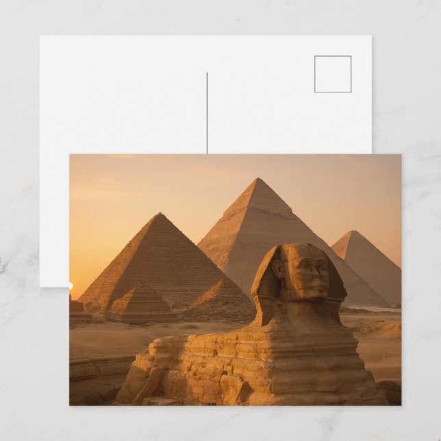 Ägyptische Postkarten Sphinx Pyramids Goldene Stun (Vorne/Hinten)
