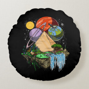 Ägyptische Pyramide-Raum-Außerirdische-alte Rundes Kissen