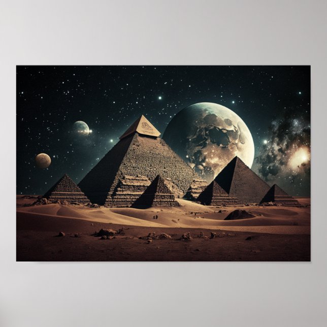 Ägyptische Pyramiden unter einem mystischen Himmel Poster (Vorne)