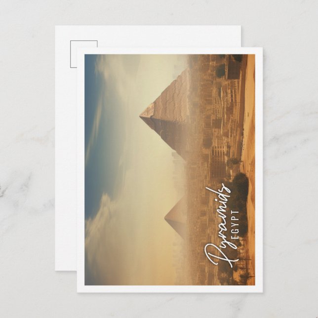 Ägyptische Pyramiden von Gizeh bei Sonnenuntergang Postkarte (Vorne/Hinten)