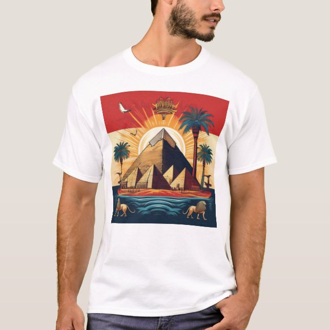 Ägyptische Pyramidenkunst mit Sonne und kulturelle T-Shirt (Vorderseite)