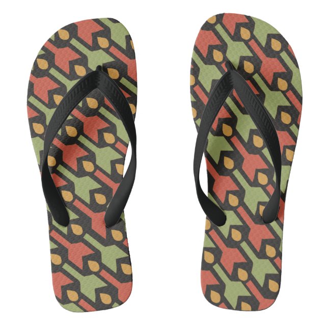 Ägyptische Rot-Grüne-Pfeil-Muster Flip Flops (Fußbett)