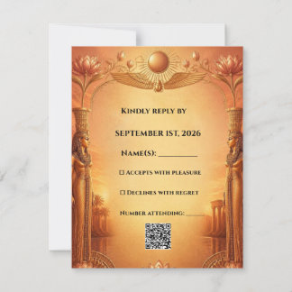 Ägyptische RSVP-Karte | Gold & Blau RSVP Karte