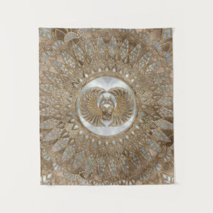 Ägyptische Scarabäus-Käfer-Pastell-Golde Wandteppich