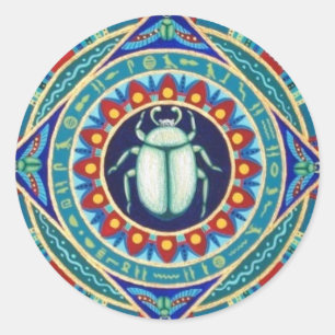 Ägyptische Scarabäusaufkleber durch Soozie Wray. Runder Aufkleber