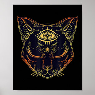 Ägyptische Schwarze Katze Halloween Boho - Gothic  Poster