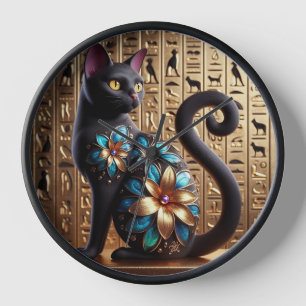 Ägyptische schwarze Katze Uhr