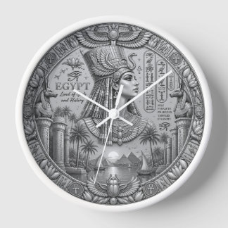 Ägyptische silberne Wanduhr – Elegantes Altes Ägyp