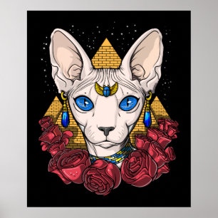Ägyptische Sphynx-Katze-Göttin Antike Mythologie Poster