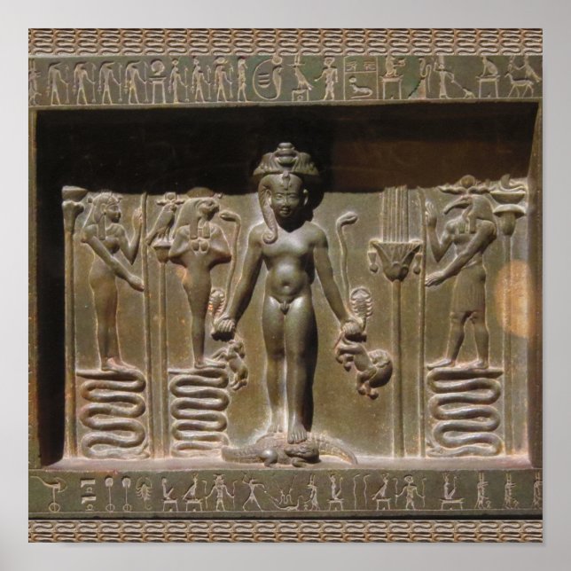 Ägyptische Statuenskulptur im New Yorker Museum Poster (Vorne)