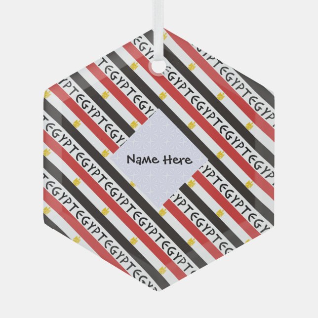 Ägyptische und ägyptische Flagge mit Ihrem Namen Ornament Aus Glas (Vorderseite)
