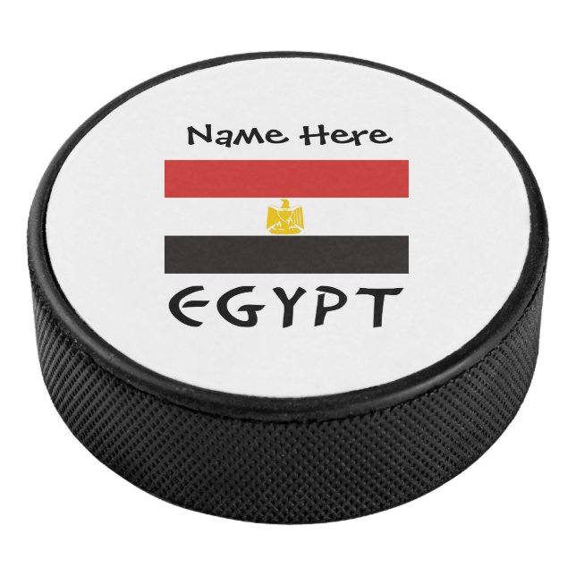 Ägyptische und ägyptische Flagge Personalisiert Eishockey Puck (3/4)