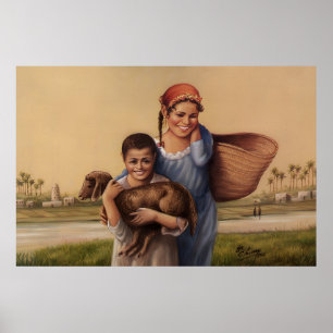Ägyptische Vintage-Landschaftsmalerei Poster