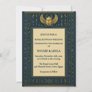 Ägyptische Winged Scarab Hieroglyph Hochzeit Einladung