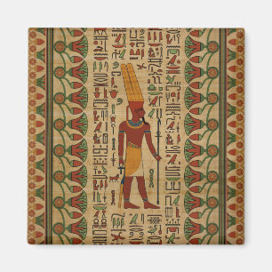 Ägyptischer Amun Ra - Amun Re Ornament auf Papyrus Magnet