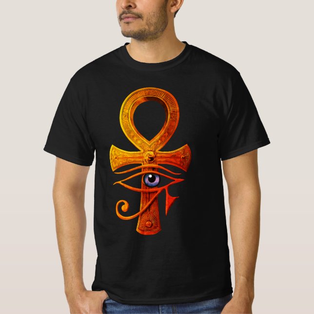 Ägyptischer Ankh Auge des alten Horus Symbol Prote T-Shirt (Vorderseite)