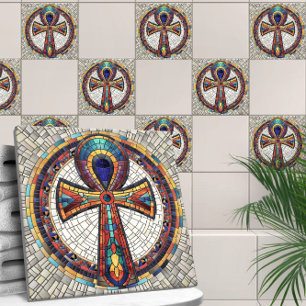 Ägyptischer Ankh Cross-Mosaik Art Fliese