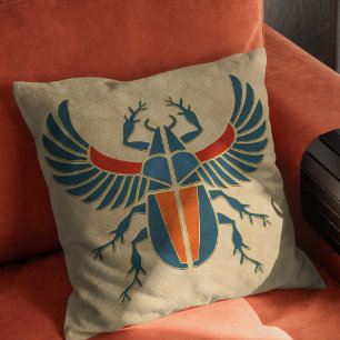 Ägyptischer Art Deco Scarab Käfer Kissen