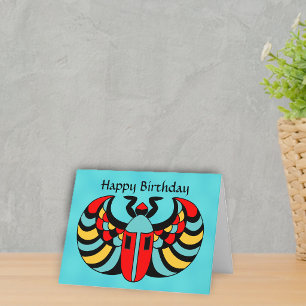 Ägyptischer Bunter Lebendiger Skarabäus-Geburtstag Karte