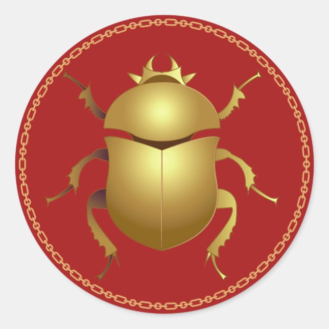 Ägyptischer Gold Scarab Klassischer Rundsticker Runder Aufkleber (Vorderseite)