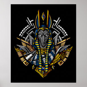 Ägyptischer Gott Anubis altes Wolf-Pharao Poster