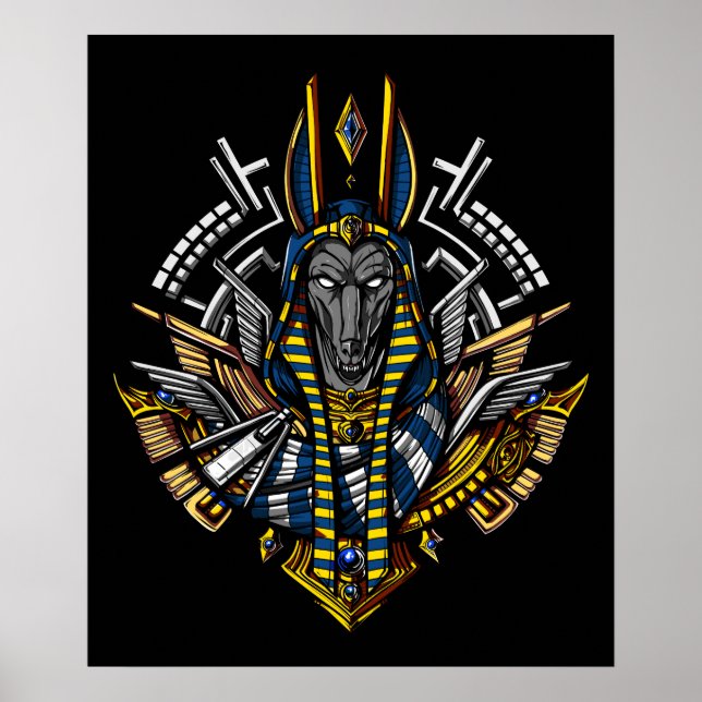 Ägyptischer Gott Anubis Ancient Wolf Pharaoh Poster (Vorne)