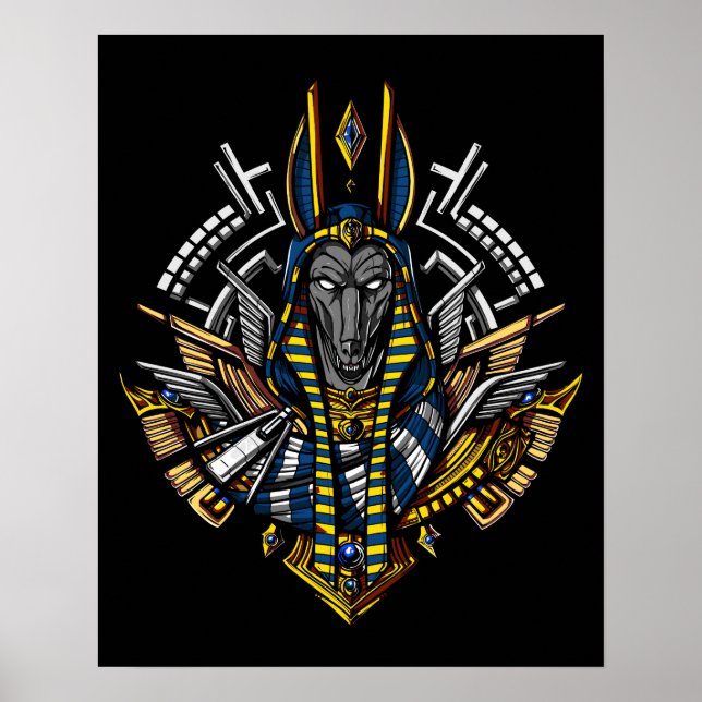 Ägyptischer Gott Anubis Ancient Wolf Pharaoh Poster (Vorne)