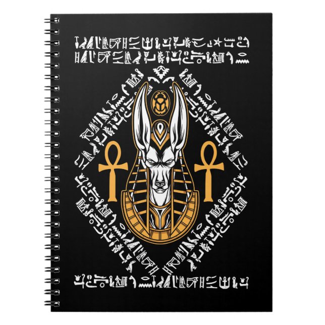 Ägyptischer Gott Anubis Ankh Ägypten Hieroglyphen Notizblock (Vorderseite)