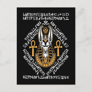 Ägyptischer Gott Anubis Ankh Ägypten Hieroglyphen Postkarte