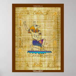 Ägyptischer Gott "ANUBIS on Papyrus" Art Poster