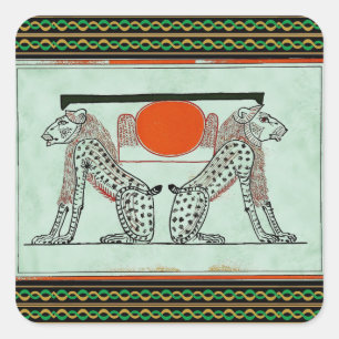 Ägyptischer Götter-Sticker Quadratischer Aufkleber