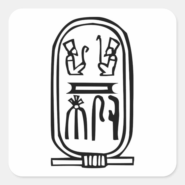 Ägyptischer Hieroglyph Quadratischer Aufkleber (Vorderseite)