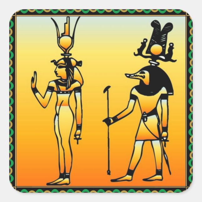 Ägyptischer Hieroglyphiksticker Quadratischer Aufkleber (Vorderseite)