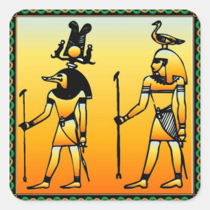 Ägyptischer Hieroglyphiksticker Quadratischer Aufkleber