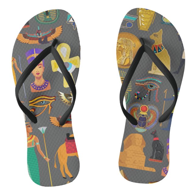 ägyptischer Hieroglyphus Symbol Muster Pharao Flip Flops (Fußbett)
