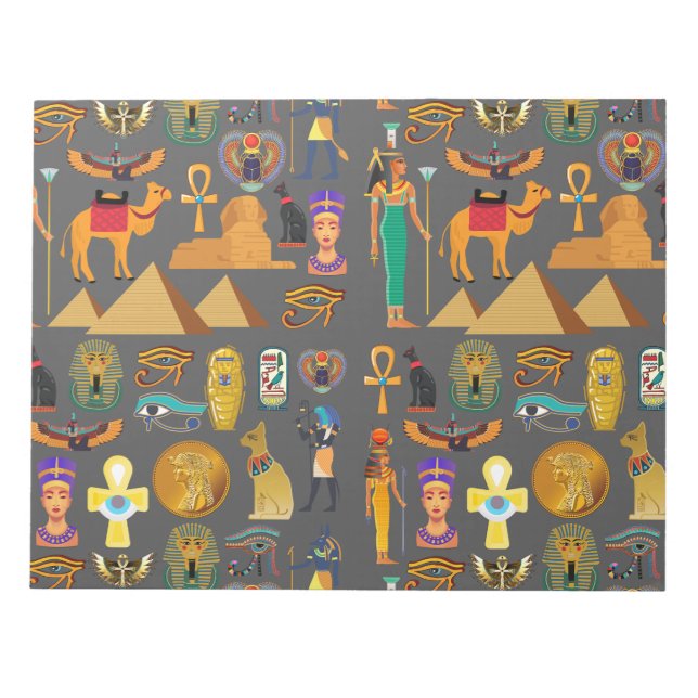 ägyptischer Hieroglyphus Symbol Muster Pharao Notizblock (Vorderseite)