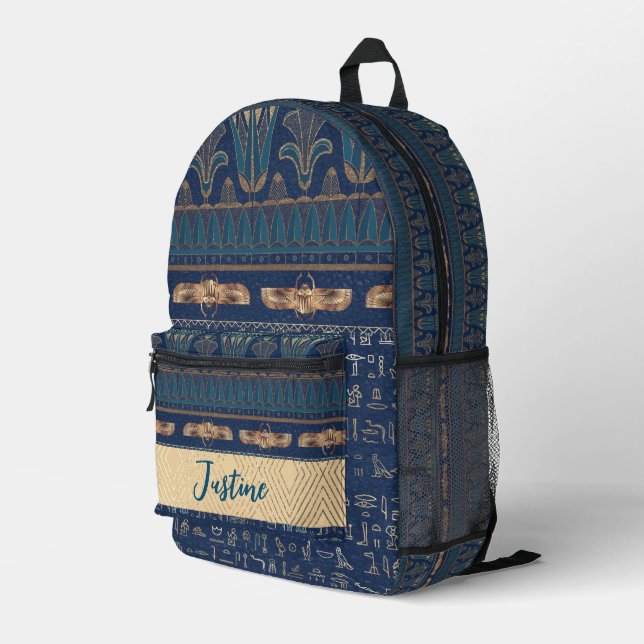Ägyptischer Lotus Scarab Hieroglyphen Personalisie Bedruckter Rucksack (Rückseitige Ecke Rechts)