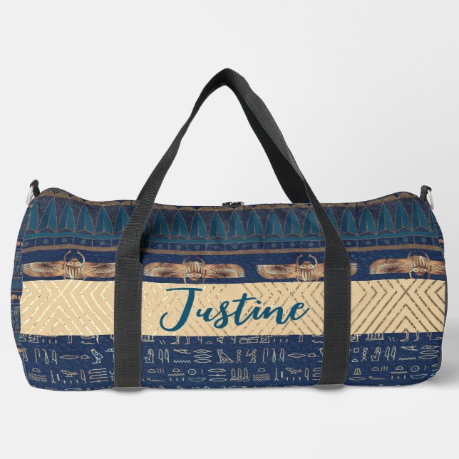 Ägyptischer Lotus Scarab Hieroglyphen Personalisie Duffle Bag (Vorderseite)